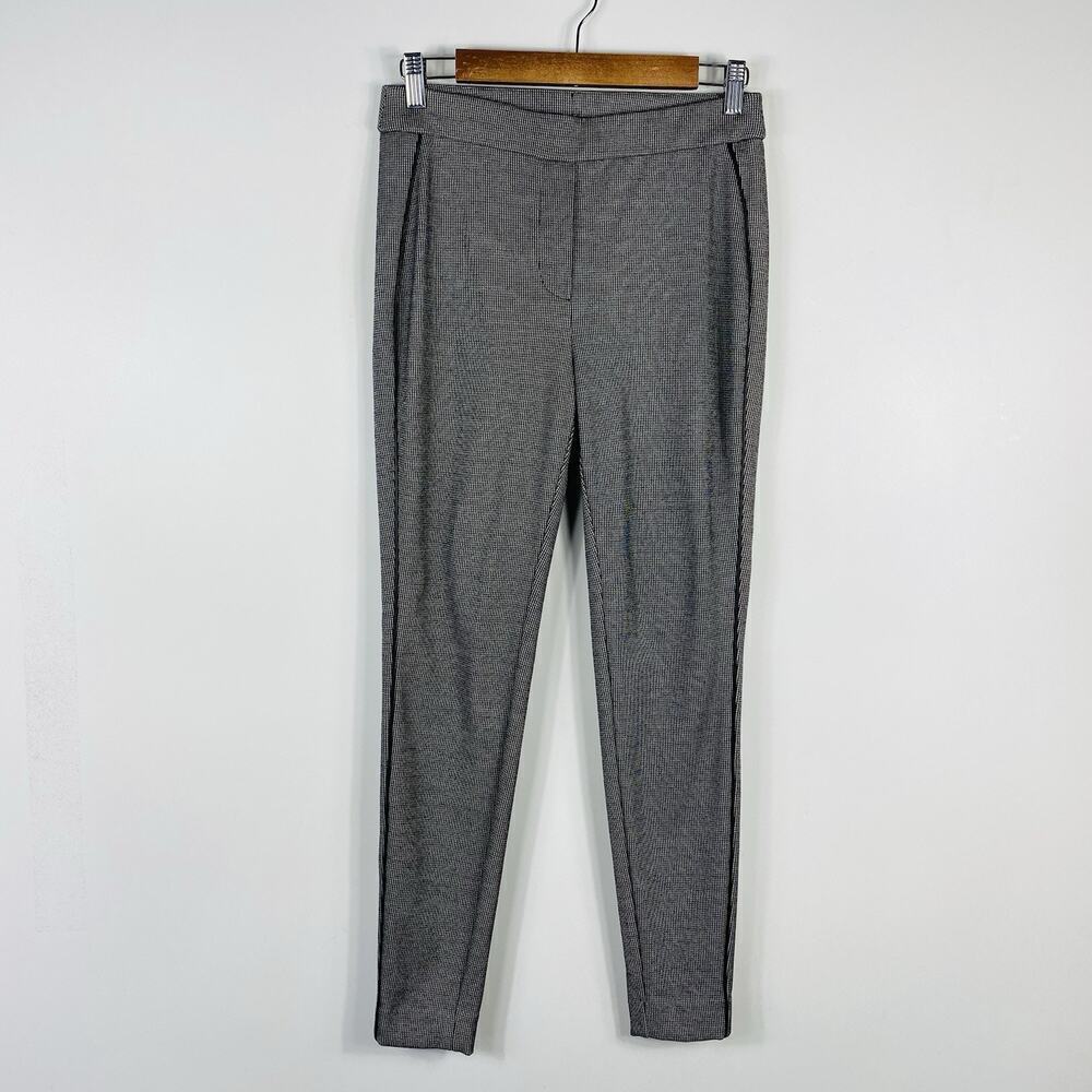 Chico's Size Small 4 0 Ponte Knit Mini Houndstooth Print Pull On Leggings Black